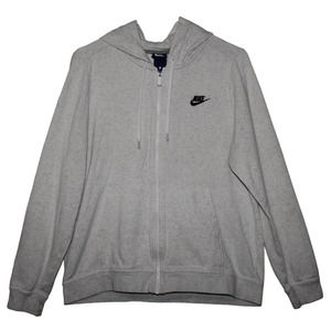 Women's Nike Sportswear Club Full-Zip Fleece White Black Hoodie Top Size Large L